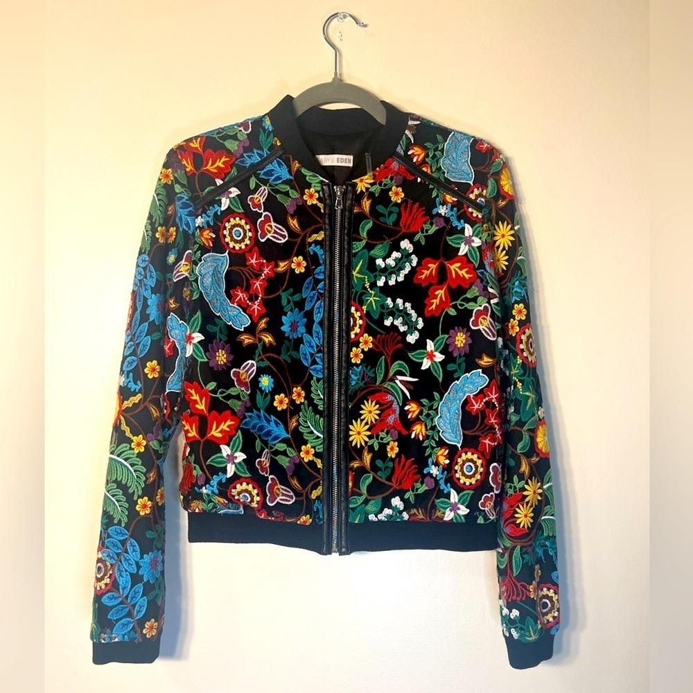 Gaby & Eden Embroidered Floral Bomber Jacket